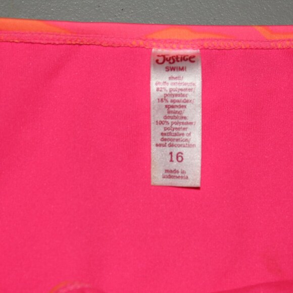 Pink & Orange 2 Pcs Justice Bikini Swimsuit Size 16 - Picture 4 of 10